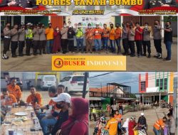 Polsek Satui Polres Tanbu Kerja sama PT.Arutmin,PT.Darma Henwa,PT.PAMA, CLS dan para Donator bagikan Nasi Bungkus Gratis jumat Berkah