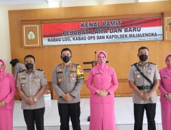 Polres Majalengka Gelar Acara Pisah Sambut Kabag Ops, Kabag Log dan Kapolsek Majalengka
