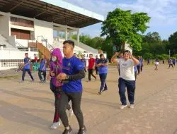 Personil Polres Bangka Lakukan Apel Pagi Dilanjutkan Dengan Olahraga Bersama