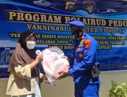 Vaksin Booster Di Mako Polairud Polres Beltim, Masyarakat Senang Pulang bawa Gula dan Migor.