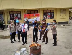 Polda Sumsel  Musnahkan Barang Bukti Hasil Ungkap Kasus 
