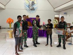Rayakan Paskah, Satgas Pamtas Yonif 711/Rks Ibadah Bersama Warga Perbatasan RI-PNG
