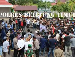 Polres Beltim Amankan Aksi Damai Petani Kelapa Sawit Di Kantor Bupati Beltim