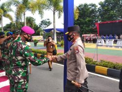 Prajurit Yonmarhanlan IV Menghadiri Upacara Peningkatan Tipe Polres Tanjungpinang