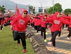 Ajak Masyarakat Berolahraga, DPC PDI P Banjarnegara Gelar Senam Sucita