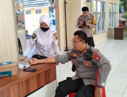 Polres Pagar Alam Mengadakan Donor Darah Dalam Rangka Sambut Hari Jadi Bhayangkara ke 76