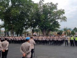Gabungan Polres Majalengka Lakukan Apel Gelar Pasukan Pengamanan Unras Kenaikan Harga BBM