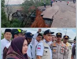 Bupati dan Kapolres serta Dandim Tanah bumbu Tinjau Jalan Provinsi Longsor Aktivitas Tambang km 171 Satui Barat Kalsel