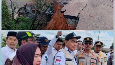 Bupati dan Kapolres serta Dandim Tanah bumbu Tinjau Jalan Provinsi Longsor Aktivitas Tambang km 171 Satui Barat Kalsel