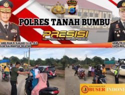 Polsek Satui Polres Tanbu berikan Makan Gratis di Jalan Alternatif Longsor KM 170