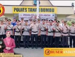 Kapolres Tanbu Pimpin Apel sekaligus Serah terima jabatan 3 Kapolsek dan Samapta