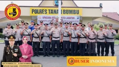 Kapolres Tanbu Pimpin Apel sekaligus Serah terima jabatan 3 Kapolsek dan Samapta