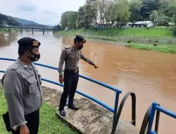 Samapta Polres Banjar Patroli di Pintu Air Citanduy