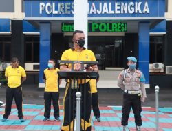 KBO Sat Res Narkoba Pimpin Apel Olah Raga Pagi Dilapangan Polres Majalengka