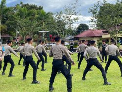 Menyongsong Pemilu Tahun 2024 Polres Pagar Alam Mengadakan Latihan Beladiri
