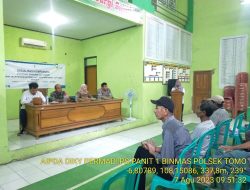Polsek Tomo Menghadiri Rapat Sosialisasi Kompensasi Atas Tanah, Bangunan dan Tanaman Dibawah Jalur Rekonduktoring SUTT 150 kV
