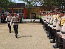Kapolres Muara Enim Pimpin Apel Pergeseran Pasukan Untuk Pengamanan Pilkades Serentak 2023