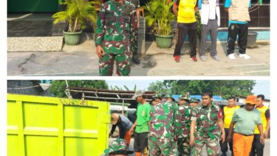 Karya Bakti TNI koramil 04 Babelan Kodim 0509 Kabupaten Bekasi Dalam Rangka Mengantisipasi Banjir