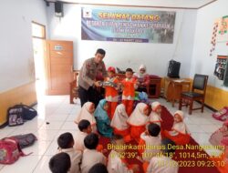 Bhabinkamtibmas Desa Nanggeran Melaksanakan Giat penyuluhan terhadap beberapa sekolah paud yang berada di desa nangggerang 