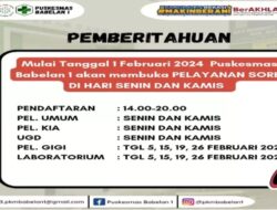 Puskesmas Babelan 1 Kini Buka Pelayanan Sore Hari Mulai Tanggal 1 Februari 2024