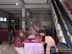 Bripka Agus Sukmana melaksanakan Kegiatan Monitoring Pendistribusian Bantuan beras dari Badan Pangan Nasional (BPN) untuk Desa Sukamukti Kecamatan Tanjungmedar