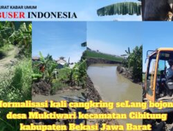 Kepala Desa Muktiwari Melakukan Normalisasi Kali Cangkring Selang Bojong