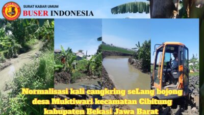 Kepala Desa Muktiwari Melakukan Normalisasi Kali Cangkring Selang Bojong