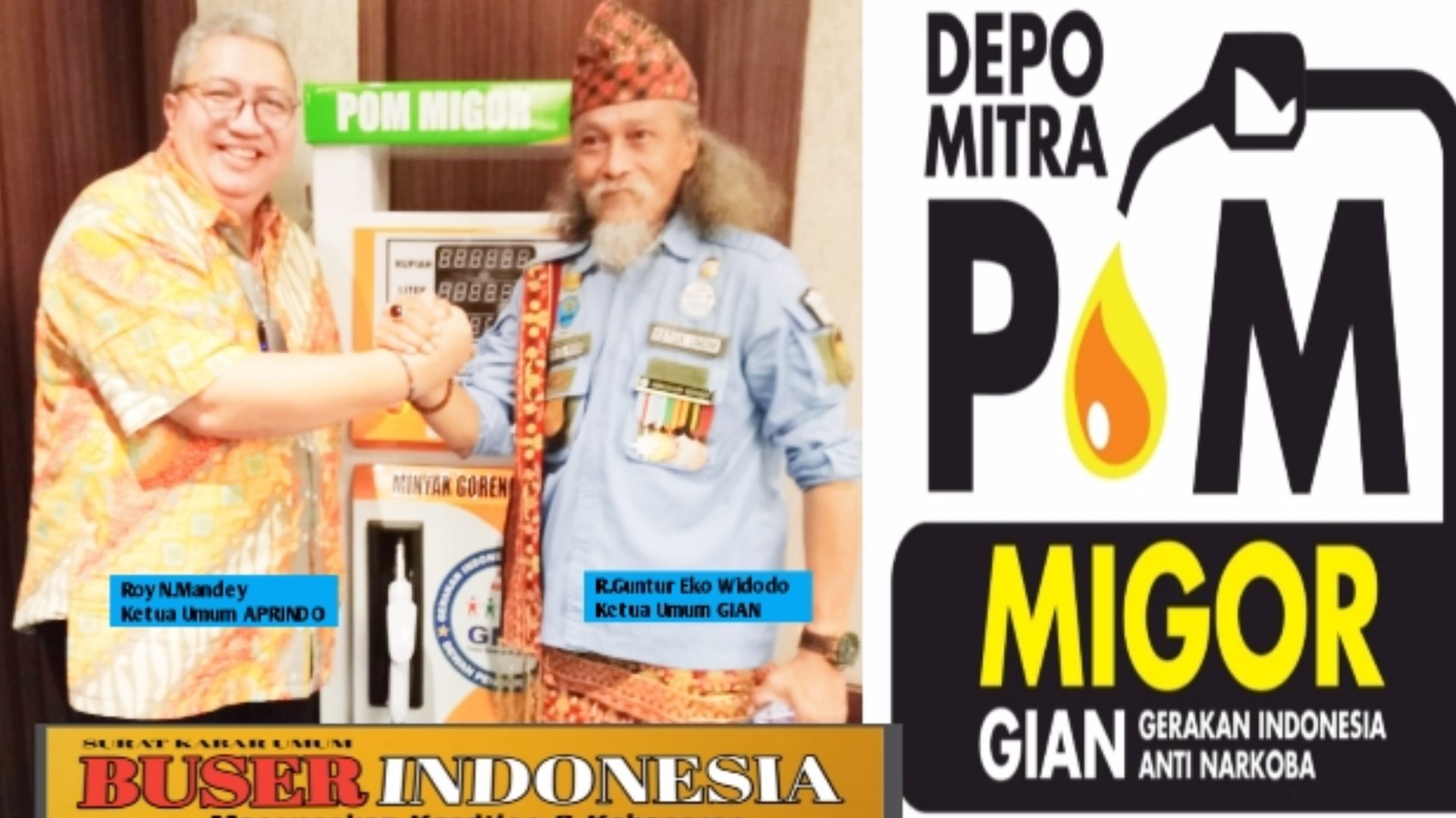 Roy N.Mandey Ketua Umum APRINDO, (kiri) dan R.Guntur Eko Widodo Ketua Umum GIAN