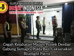 Cegah Kejahatan Malam Polsek Denbar Gabung Samapta Polda Bali Laksanakan Bluelight Patrol