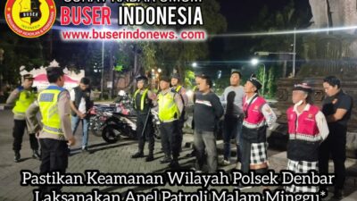 Pastikan Keamanan Wilayah Polsek Denbar Laksanakan Apel Patroli Malam Minggu