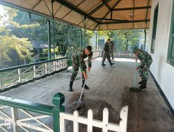 Kodim 0610/Sumedang dan anggota Koramil 1001/Sumedang Utara dipimpin oleh Pasi Ops Kodim 0610/Sumedang Kapten Arh Ateng Jaelani melaksanakan karya bakti