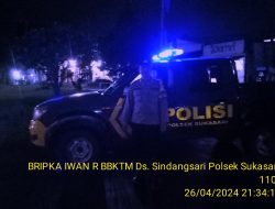 Anggota Unit Samapta Polsek Sukasari Rutin Laksanakan Patroli KRYD Blue Light / Malam hari di Wilayah Kecamatan Sukasari Kabupaten Sumedang