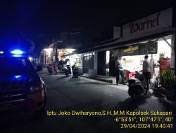 Anggota Unit Samapta Polsek Sukasari Rutin Laksanakan Patroli KRYD Blue Light / Malam hari di Wilayah Kecamatan Sukasari Kabupaten Sumedang
