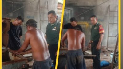 Babinsa Jalin Komsos dengan Usaha Bengkel Las Warga Desa Binaan