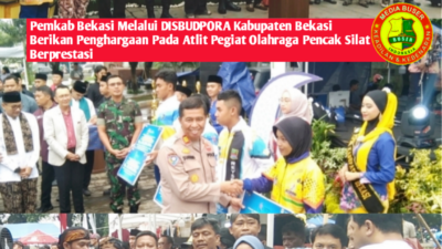 Pemkab Bekasi Melalui DISBUDPORA Kabupaten Bekasi Berikan Penghargaan pada Atlit Pegiat Olah Raga Pencak Silat Berprestasi