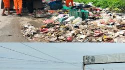 Tak Kenal Libur Petugas UPTD 1 Kebersihan Bersihkan Sampah Yang Menumpuk di Pinggir Jalan Raya Summarecon