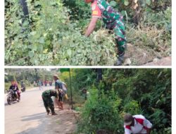 Wujudkan Lingkungan Bersih, Babinsa Koramil 04 Babelan Kerja Bakti Bersama Warga 