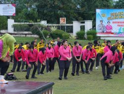 Jelang Hari Bhayangkara Ke-78, Polres Lampung Utara Gelar Olahraga Bersama