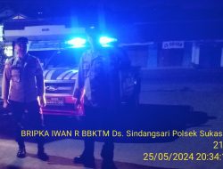 Anggota Unit Samapta Polsek Sukasari Rutin Laksanakan Patroli KRYD Blue Light / Malam hari di Wilayah Kecamatan Sukasari Kabupaten Sumedang