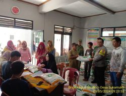 Bripka Agus Sukmana Monitoring Penyaluran Bantuan Pangan Cadangan Beras Pemerintah (CBP) Tahap V Bulan Mei Tahun 2024 di Desa Sukamukti Kec. Tanjungmedar 