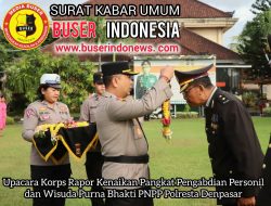 Upacara Korps Rapor Kenaikan Pangkat Pengabdian Personil dan Wisuda Purna Bhakti PNPP Polresta Denpasar