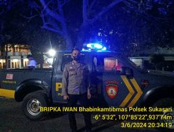 Anggota Unit Samapta Polsek Sukasari Rutin Laksanakan Patroli KRYD Blue Light / Malam hari di Wilayah Kecamatan Sukasari Kabupaten Sumedang