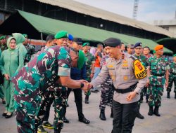 Kapolda Sumsel Hadiri Upacara Pemberangkatan Satgas Pamtas Pasukan Yonif 141/AYJP Oleh Panglima Kodam II/Sriwijaya
