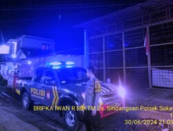 Anggota Polsek Sukasari Laksanakan Patroli KRYD Blue Light / Malam Hari di Wilayah Kecamatan Sukasari Kabupaten Sumedang