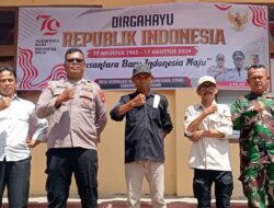Sinergitas TNI – Polri melaksanakan Pemasangan Spanduk dalam rangka menyambut HUT RI ke 79