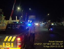 Anggota Unit Samapta Polsek Sukasari Rutin Laksanakan Patroli KRYD Blue Light / Malam hari gabungan Zona 1 di Wilayah Kecamatan Tanjungsari
