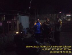 Anggota Unit Samapta Polsek Sukasari Rutin Laksanakan Patroli KRYD Blue Light / Malam hari di Wilayah Kecamatan Sukasari Kabupaten Sumedang
