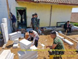 kapolsek sukasari sambang kamtibmas kepada warga masyarakat yang sedang kerjabakti akibat kebakaran di wilayah Desa Genteng.