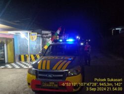Anggota Unit Samapta Polsek Sukasari Rutin Laksanakan Patroli KRYD Blue Light / Malam hari di Wilayah Kecamatan Sukasari Kabupaten Sumedang
