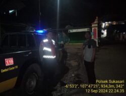 Anggota Unit Samapta Polsek Sukasari Rutin Laksanakan Patroli KRYD Blue Light / Malam hari di Wilayah Kecamatan Sukasari Kabupaten Sumedang